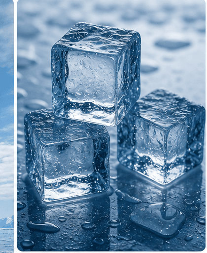 Cubi di ghiaccio fotorealistici con condensa.